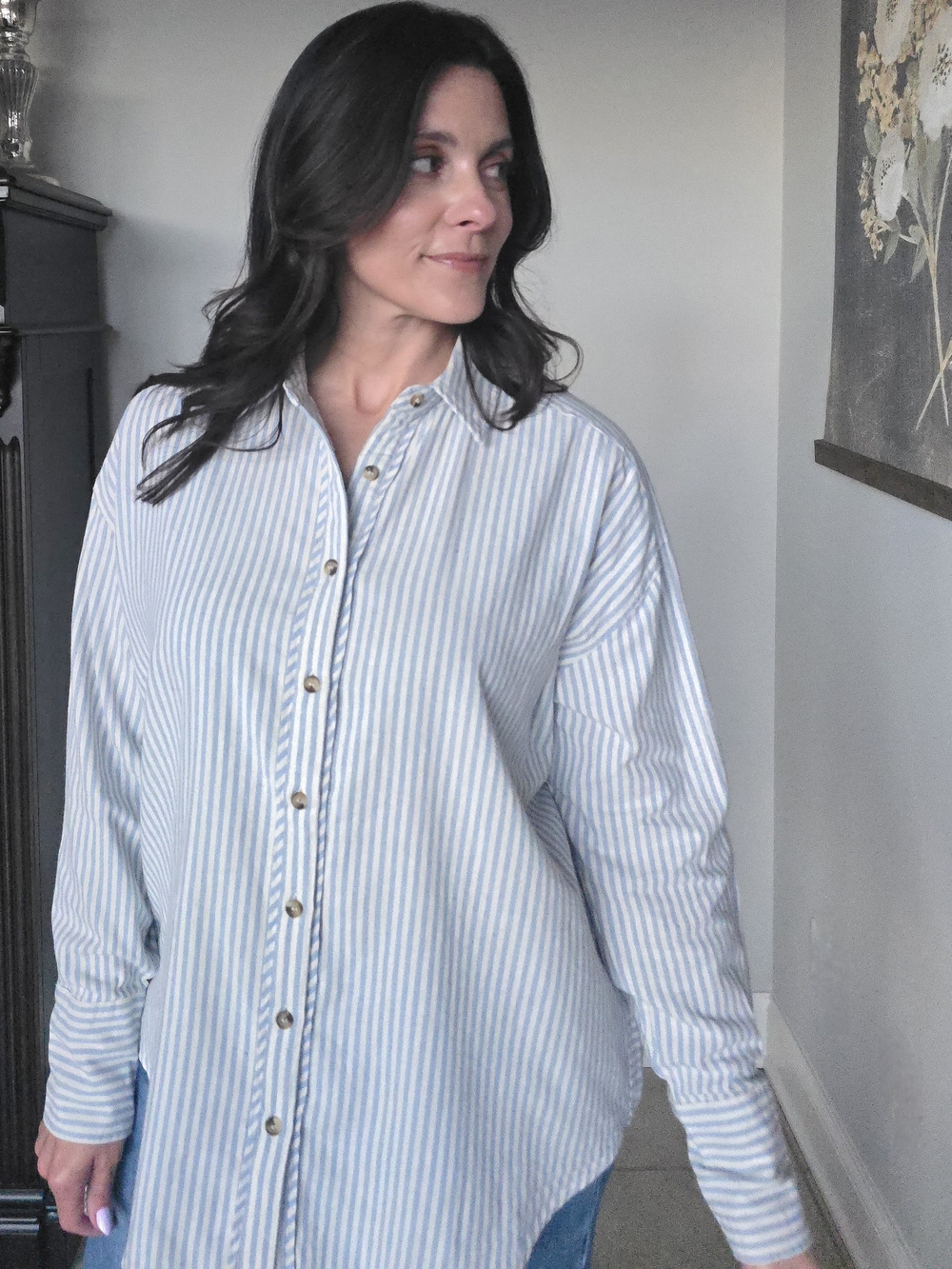 Hem & Thread Blue and White Striped Button-Down Shirt